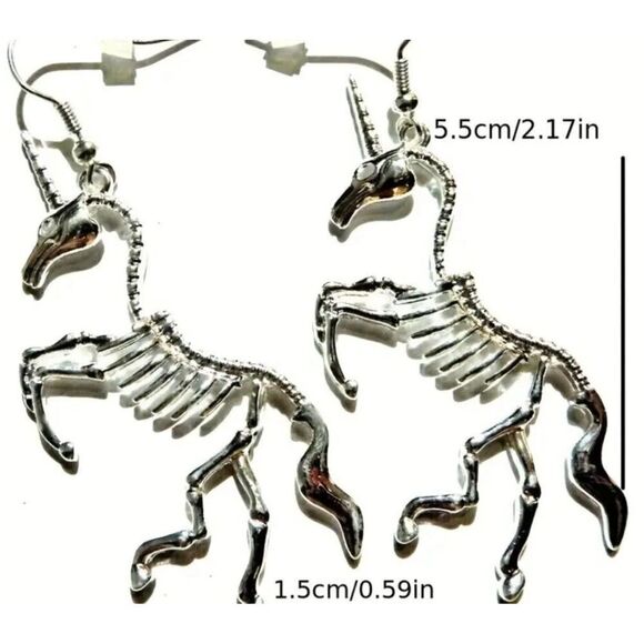 New! Cool Unicorn Skeleton  Dangle Acrylic Earrings Jewelry 🦄 - Picture 2 of 2